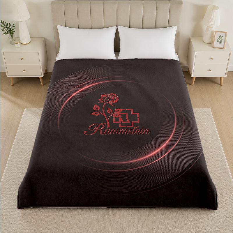 Rammstein Print Flannel Blanket Cozy Lightweight Plush Throw Blanket For Bed Sofa Household Use