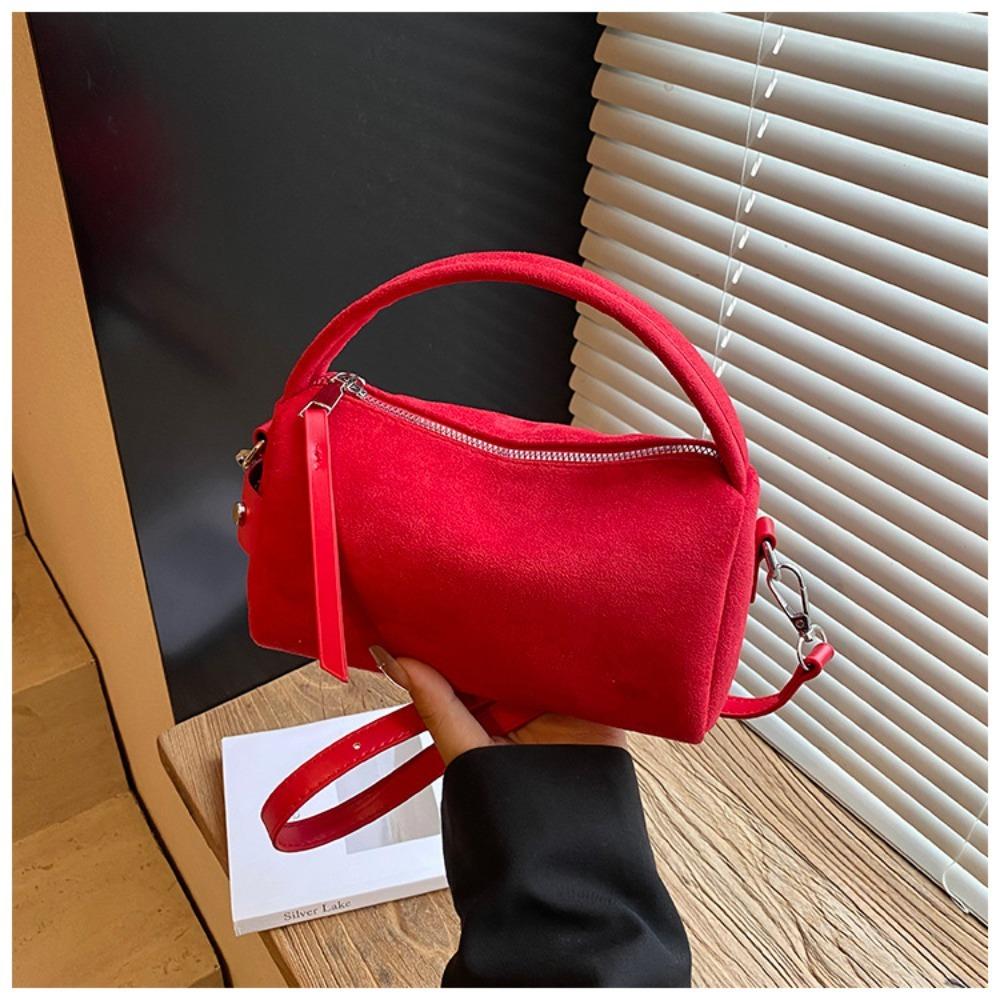 

Fashionable Mini Size Shoulder Bag Frosted Surface Matte Suede Crossbody Bag PU Leather Women s Handbag Daily Use красный