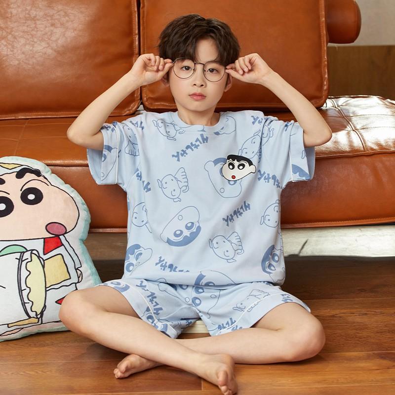 Boys Cotton Short Sleeve Pajamas Set Lightweight Cartoon Sleepwear Kids Ages 8 Home Wear