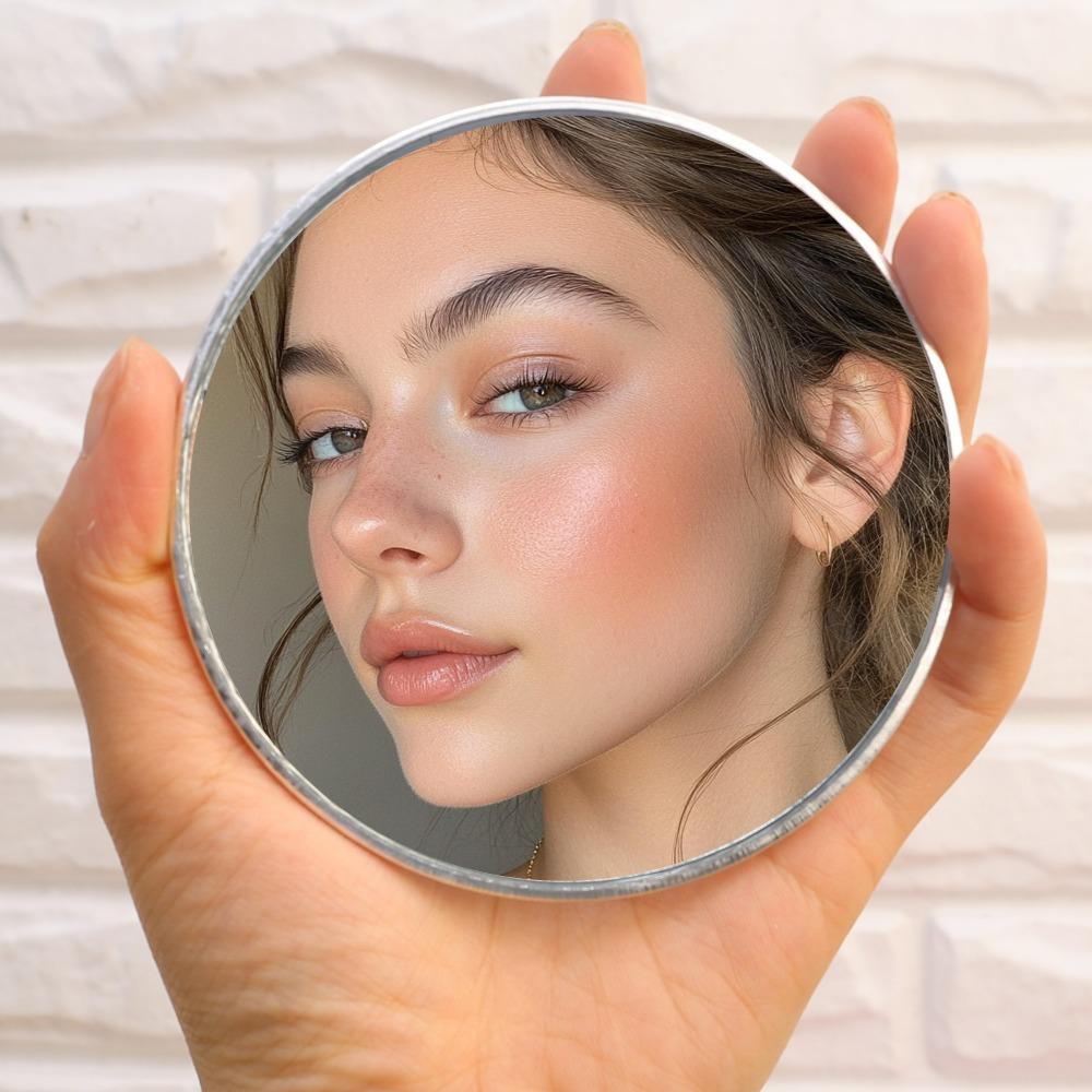 7.5cm/9.5cm Mini Hand-held Selfie Convex Mirror Travel Trip Pocket Selfie Mirror TikTok INS Fashion Mirrors for Traveling Alone