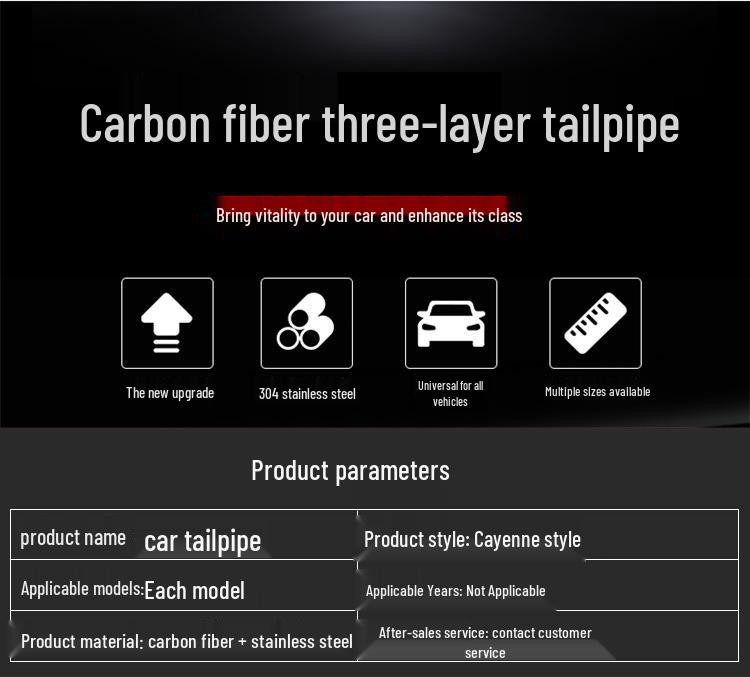 Cayenne-Style Carbon Fiber Exhaust Tailpipe for Various Cars