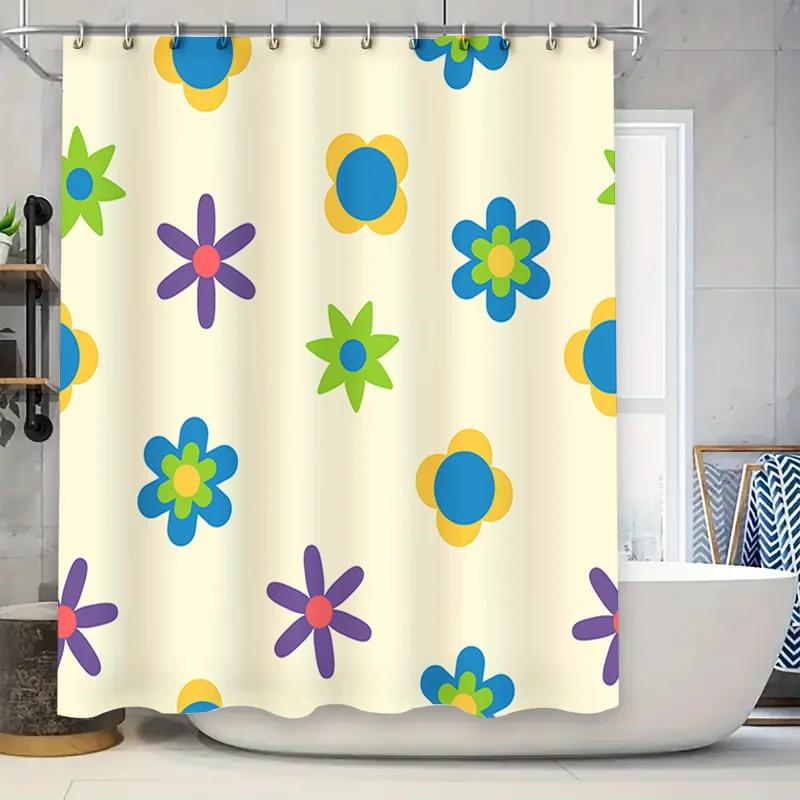 

Colorful Floral Shower Curtain Modern Bathroom Decor For Kids And Adults Easy Install Hook Ring Available In Various Sizes Shipp W60H190(CM)-1 Pcs