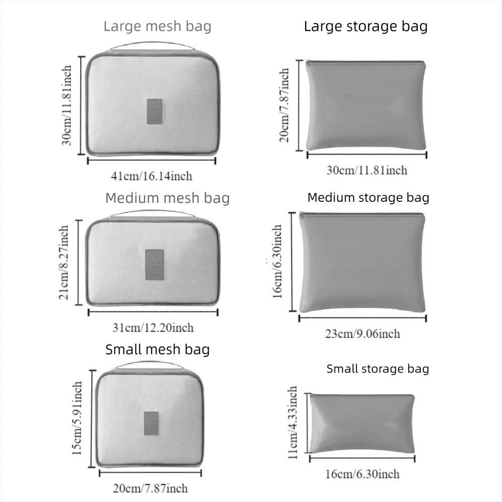 6 ks/sada Skládací cestovní úložná taška Sada Úspora místa Venkovní balicí organizér Venkovní