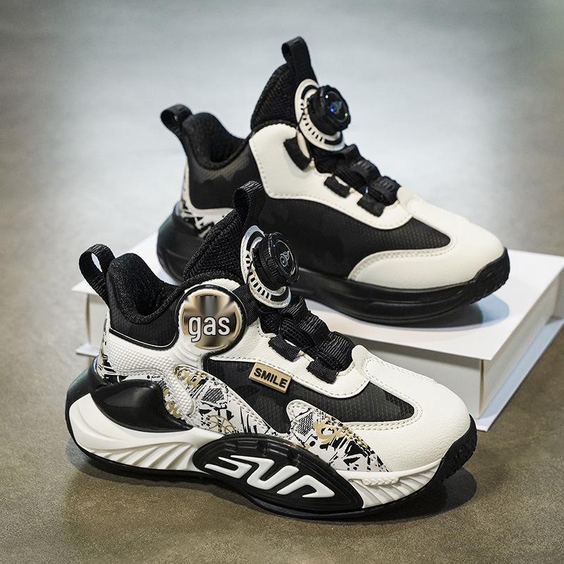 

Children s Non-slip Leather Basketball Shoes with Breathable Thick Sole 34 чёрный/бежевый