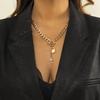 Jewelry Punk Thick Chain Lock Key Pendant Necklace Micro-Inlaid Chain Geometric Necklace
