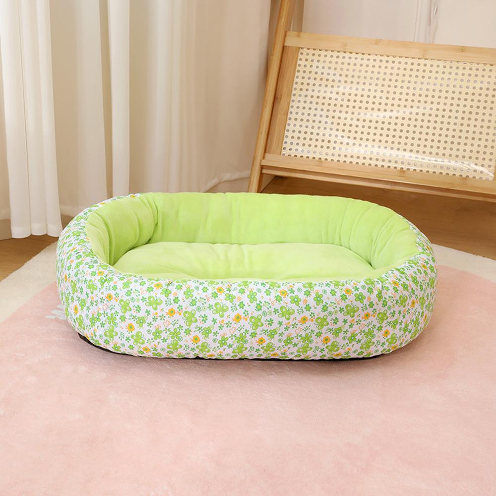 Autumn Elastic Small Dog Bed House Soft Floral Print Soft Cat Bed for Puppy Sleeping Sofa Bed Cute Cat Bed Nest Accessorie
