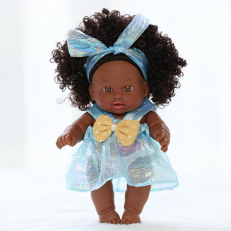 20cm African American Vinyl Reborn Doll - Cute Plush Toy for Children
