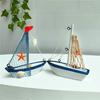 Miniature Fishing Boat Creative Eye-catching Wooden Mediterranean Sailboat Model Table Decoration for Home