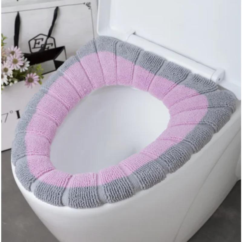 Cálida funda para asiento de inodoro, alfombrilla para baño, decoración del hogar, cojín para inodoro de punto grueso lavable, almohadillas para inodoro, accesorios suaves de calentador de dibujos animados