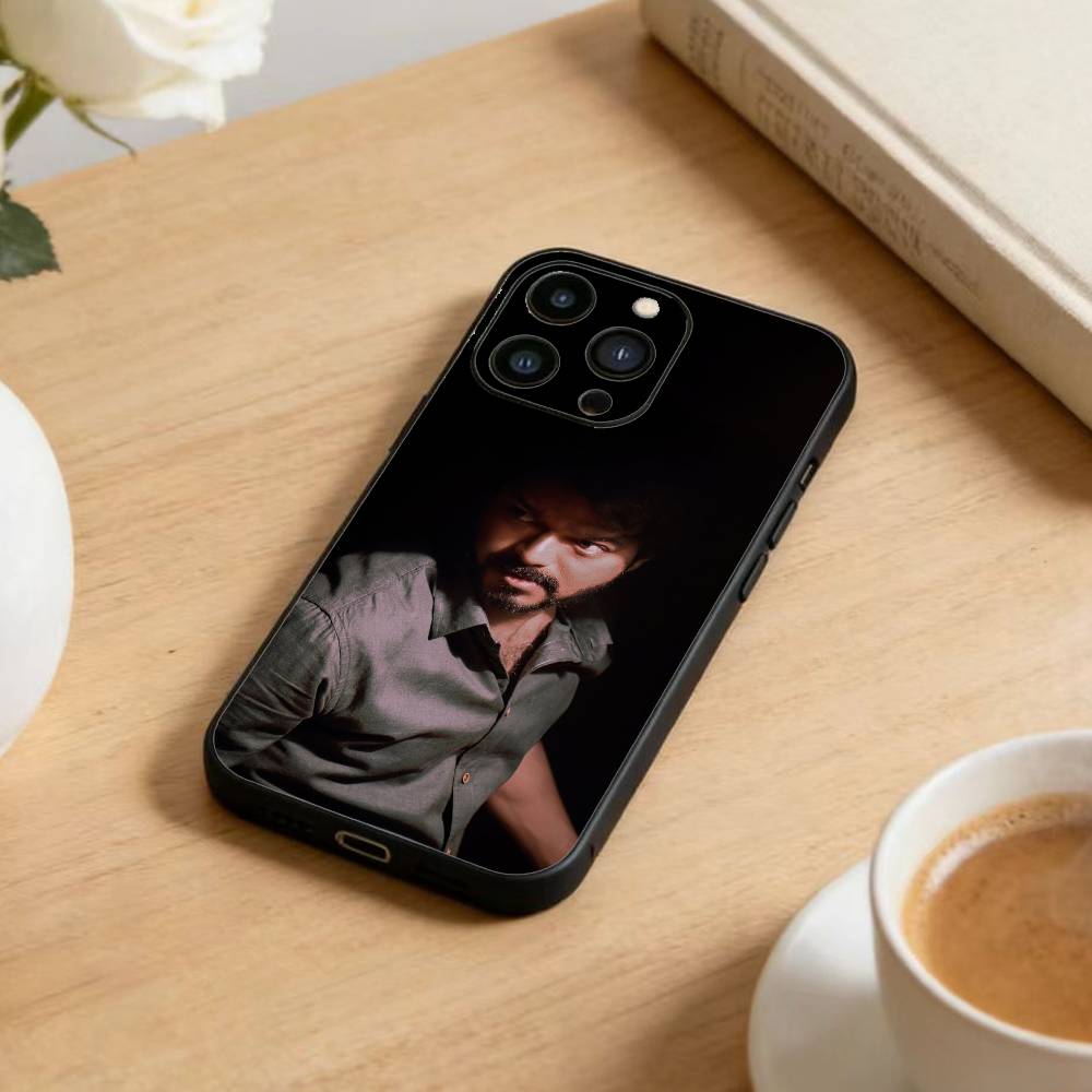 

W-ThalaPathy V-Vijay Actor Phone Case For iPhone 17 16 15 14 13 12 Max Plus Silicone Black Cover iPhone17PRO