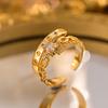 Exquisite super flash zircon ring for girls, light luxury, high-end sense opening adjustable ring, simple real gold electroplating