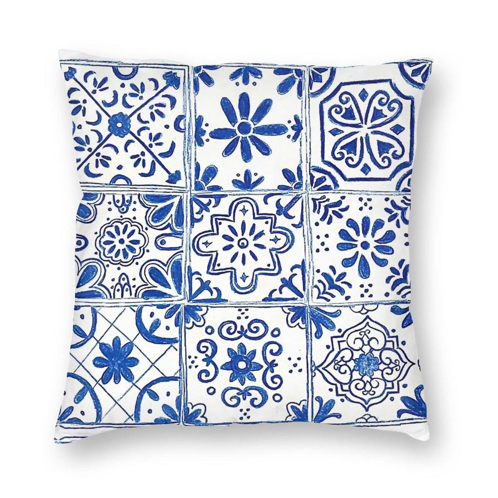 Griechenland Santorini Mosaik Quadrat Kissenbezug Polyester Leinen Samt Kreativ Reißverschluss Dekor Zimmer Kissenbezug Großhandel x