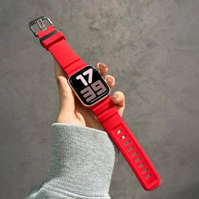 Sports Silicone Band For Apple Watch Ultra 2 10 9 8 7 6 SE 5 4 Titanium Metal Bracelet Strap For iWatch 42mm 44mm 45mm 46mm 49mm