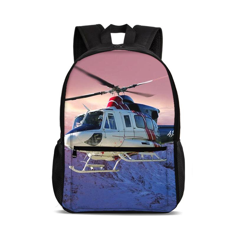 Helicopter Large Capacity Lightweight Backpack Computer Bag New Mechanical Printing Best Gift for Boys and Girls In School