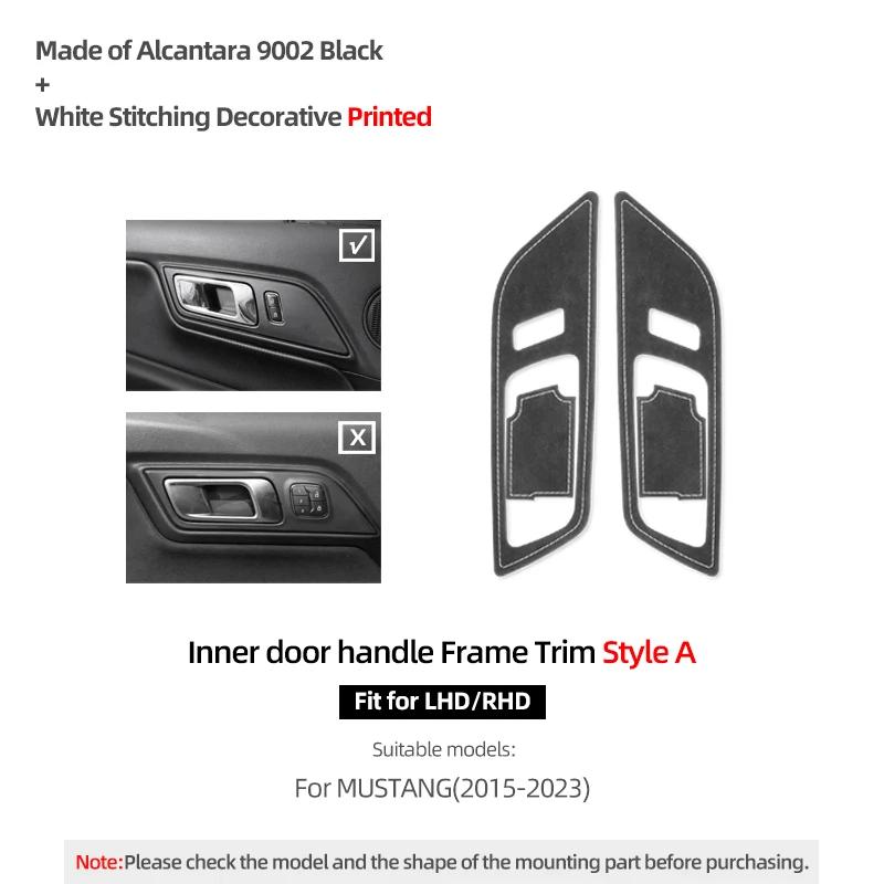 Betterhumz For Ford Mustang 2015-2023 Car Interior Door Pull Handle Switch Panel Made of Alcantara Trim Sticker Deco Accessories