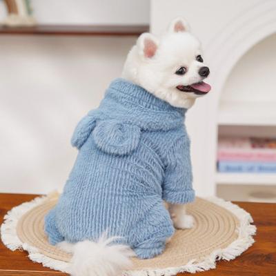 Soft Warm Puppy Winter Overall Thick Velvet Pet Pajamas Hooded Dog Jumpsuit Outdoor Activities