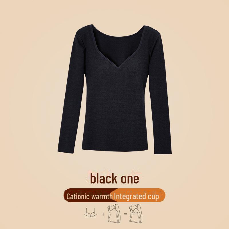 Dámské termoprádlo z německého sametu s hrudními vycpávkami: Slim Fit, S plusovým sametem, Silný top s dlouhým rukávem na podzim a zimu