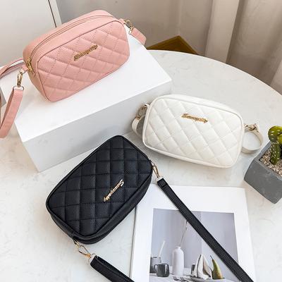 Lychee Pattern Embroidered Camera Bag, Fashion Small Bag, Women's Shoulder Small Square Bag