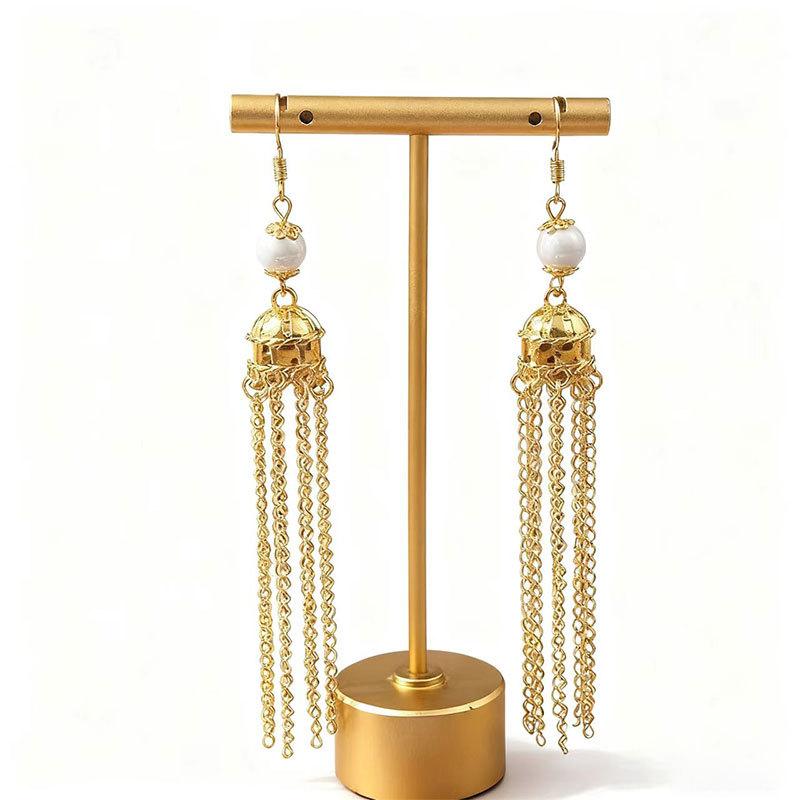 Retro Ethnic Style Earrings, Long Chain Tassel, Personalized Birdcage Earrings, Women'S Fashion Temperament Exaggerated Tibetan Earrings