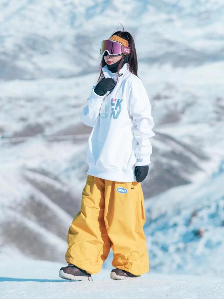 Pantaloni de schi retro americani cu model herringbone: Impermeabil, Rezistent la uzură, Căldură de iarnă, Unisex.