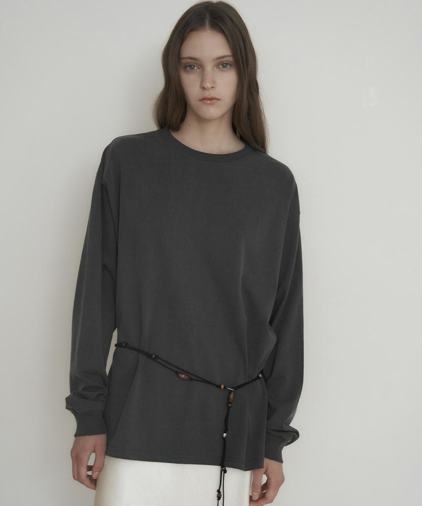 Mosyupamosyu Pigment Oversized Long Sleeve T-Shirt [Charcoal]