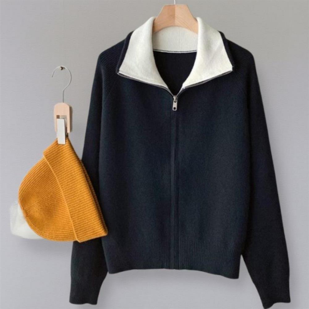 New ArrivalS Open Run Women S viScoSe Raglan Color Block Collar Zip Knit Cardig