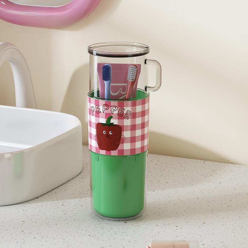 

Ящик для хранения зубных щеток с ручкой Travel Essential - Портативный ящик для хранения зубных щеток, оснащенный дорожным стаканчиком для ополаскивания полости рта