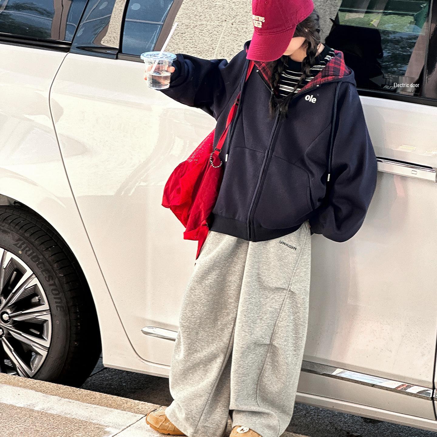 

Girls Reversible Jacket: Spring & Autumn 2025 Hooded Sweatshirt for Medium & Large Children 170 cm