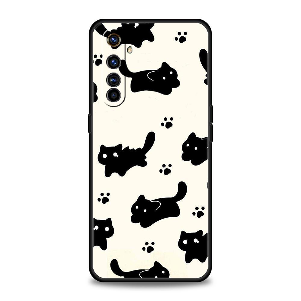 Funny Black Cat Phone Case For Realme 16 15T 14 13 12 11 10 4G 9 8 5G Pro Plus C21 C25 C35 GT5 GT3 GT2 Neo 2 3 3T 5 Cover