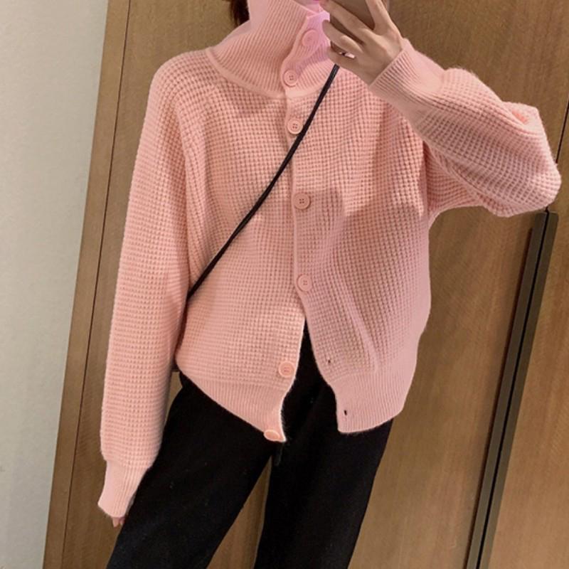 Knitted Cardigan Women's Long Sleeve Turtle Collar Loose Casual Sweater