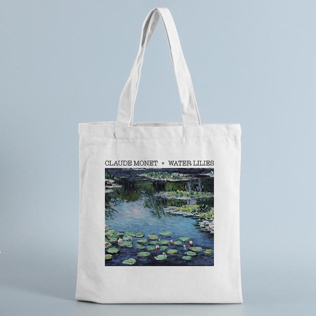 

Повседневная парусиновая женская сумка с кувшинками и графическим принтом в стиле Харадзюку, новая винтажная сумка-тоут Ulzzang большой вместительности