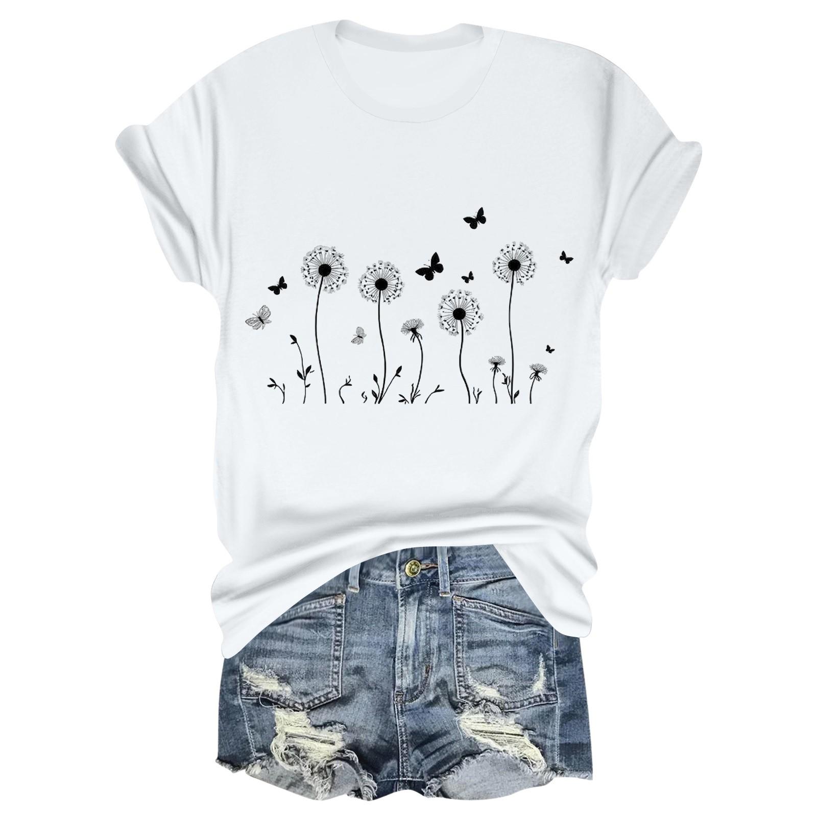 

Жіноча модна футболка з принтом і круглим вирізом з короткими рукавами XL білий