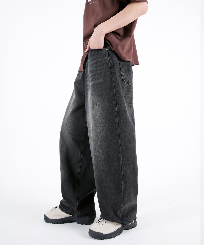 UMM Balloon Fit Snap-Wide Washed Denim Pants 3 Colors