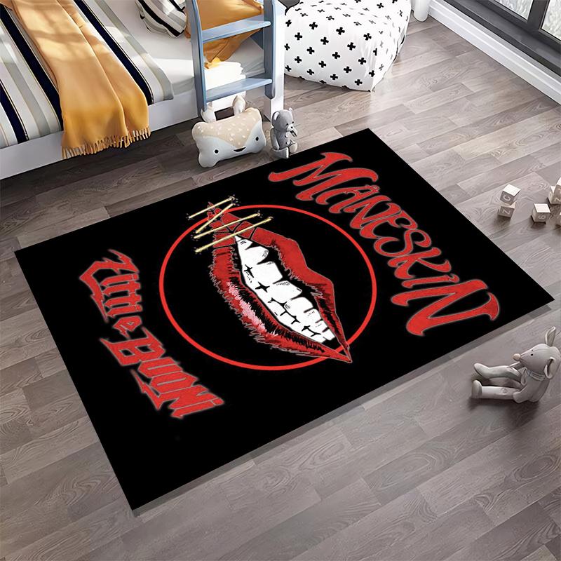 Red Lips with Bold Text Design Non-slip Rug Suitable for Living Room and Bedroom Sofas