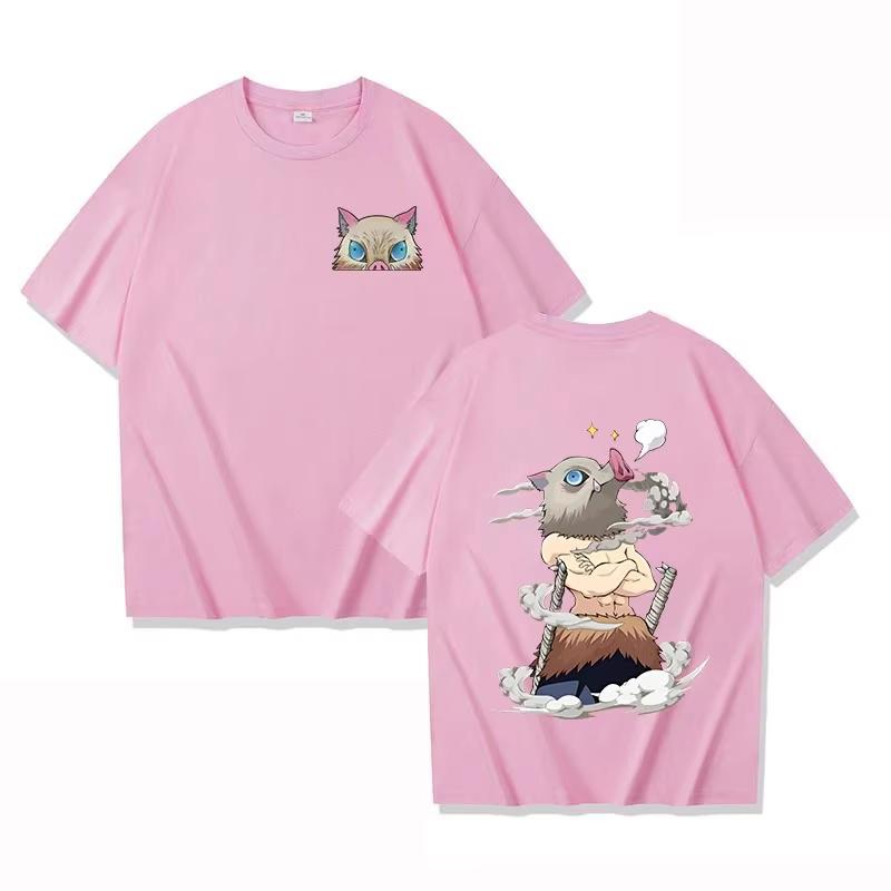 Anime Demon Slayer Hashibira Inosuke T Shirt Summer Cotton Unisexs Women Streetwear Casual Trendy Short Sleeve Oversize Top