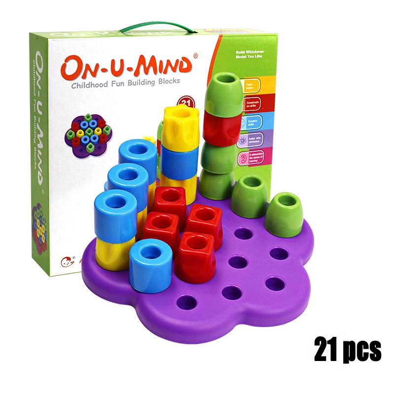 

Montessori Stacking Toys Color Shape Cognition DIY Stacking Tower Game Splicing Building Block Early Education Toys For Children