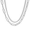European & American Street Style Retro Titanium Steel Men's Spliced Double Layer Necklace
