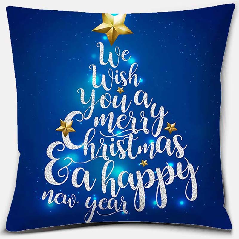 Blauer Weihnachtsstrauß Druckserie Muster Kissenbezug Quadratischer Kissenbezug Home Office Dekoration Kissenbezug