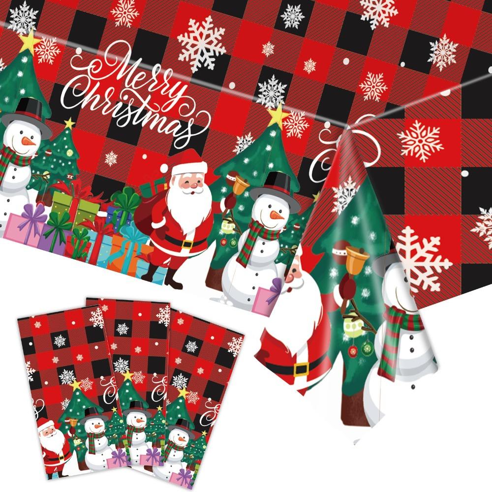 Plastic Christmas Tablecloth Bronzing Table Cover Natal Disposable Tablecloths  Home Decoration