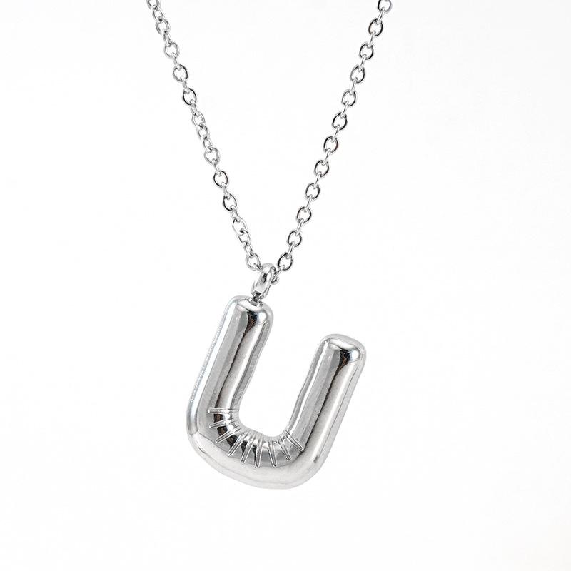 Fashionable Plump Stainless Steel Alphabet Necklace For Women