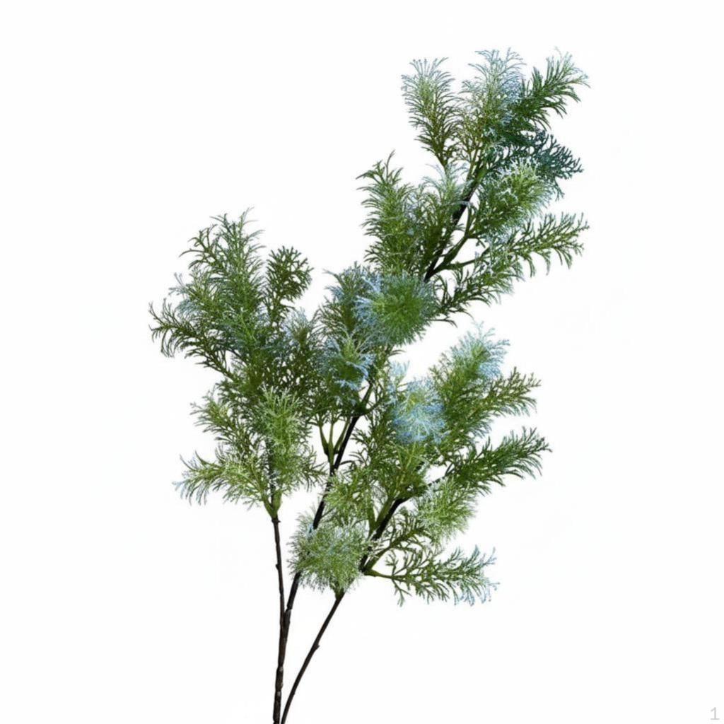 Pine Needle Artificial 3Branch Plastic Greenery, Bushy Wedding Decor, Home Arrangement White Green