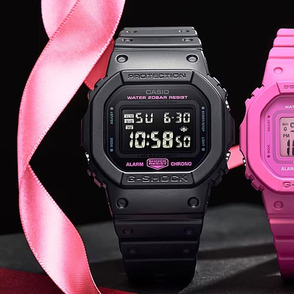 Casio Men's G-SHOCK DW-5600PK-1JR [G-SHOCK 5600 SERIES Pink Ribbon Model] Square Watch Black