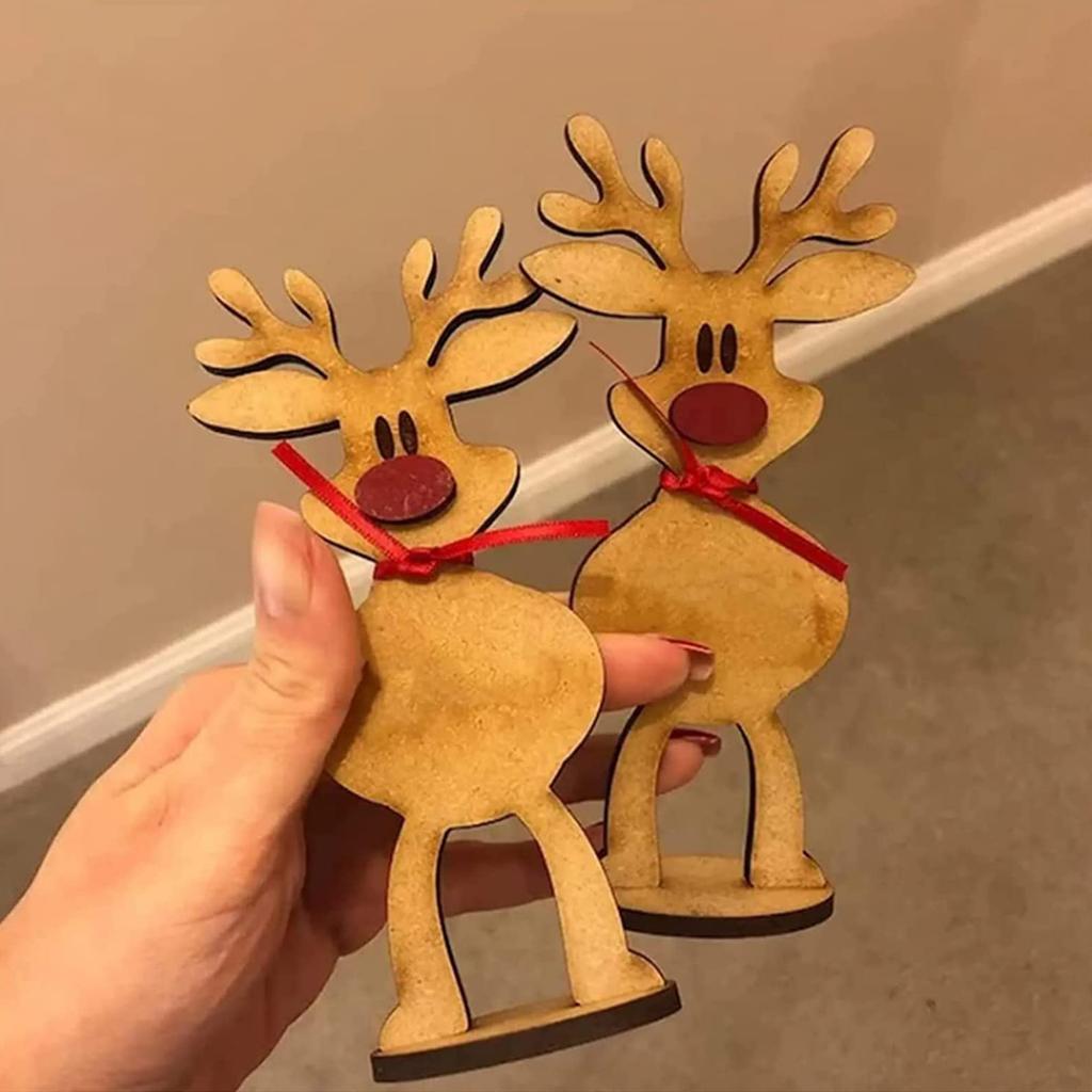 Reindeer Freestanding Place Card Wooden Xmas Dinner Table Name Card Holder for Holiday Party Decoration