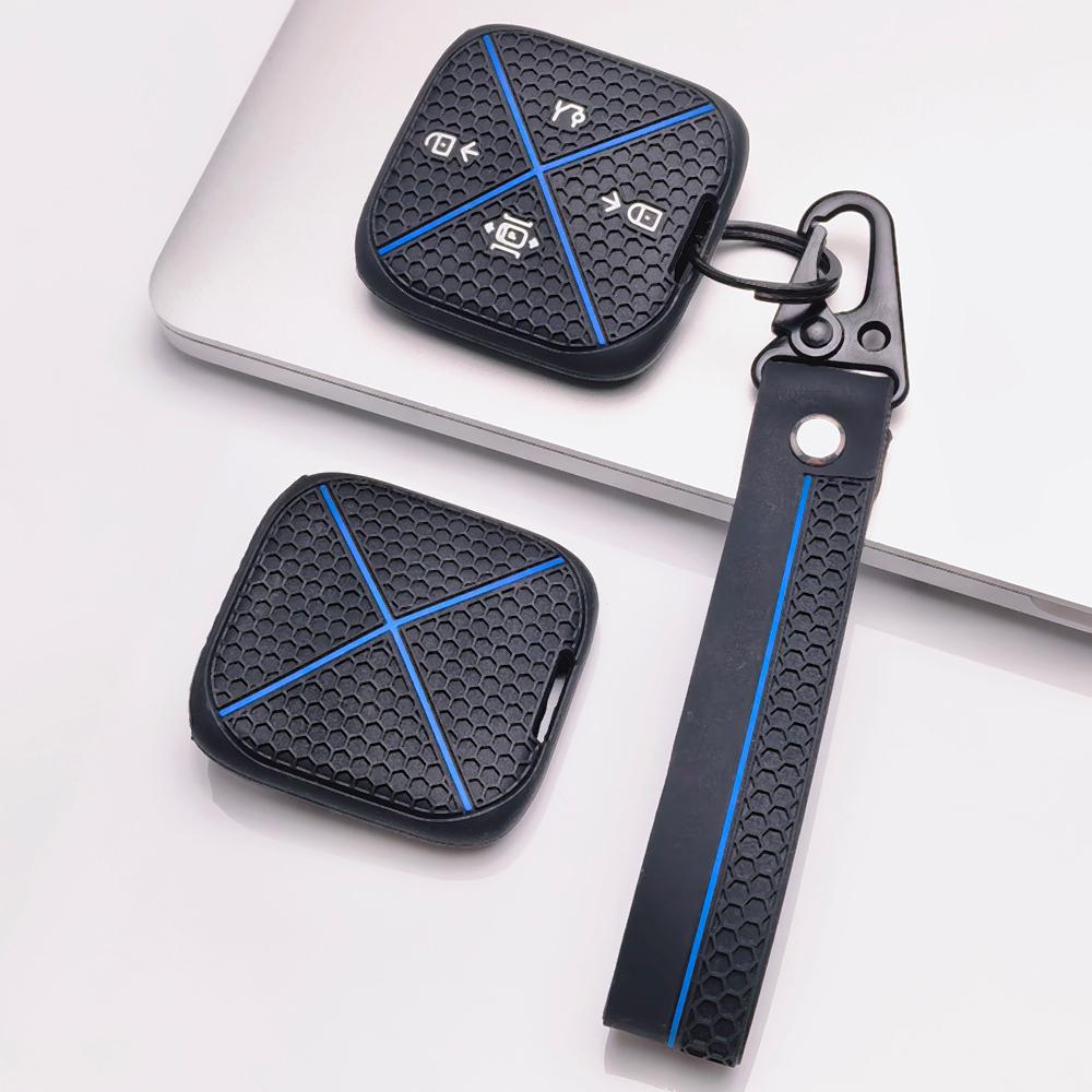 Anti Slip Car Key Protector for Zeekr Zeekr 001 Zeekr 009 Zeekr X Zeekr 007 with Keychain Honeycomb Texture Soft Silicone Key Shell Accessory