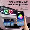Heart-Shaped Car Fog Lights with App Control Turn Signal Lights LED Angel Eyes Halo Rings  For Car