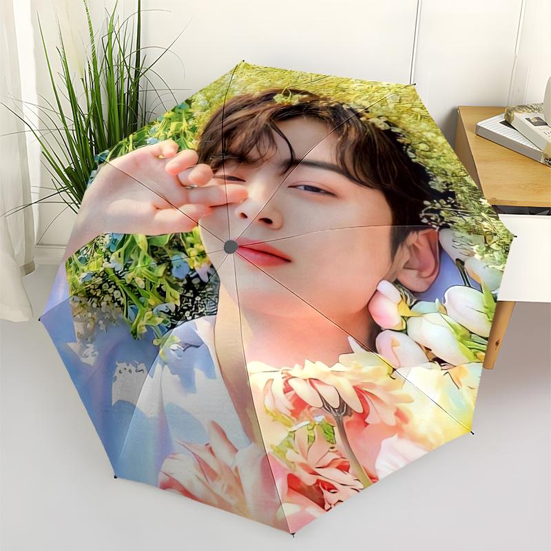 Cha Eun woo Theme Automatic Umbrella, Lightweight & Portable, 8 Rib, Perfect for Outdoor Travel, Birthdays, Christmas, Gifts.