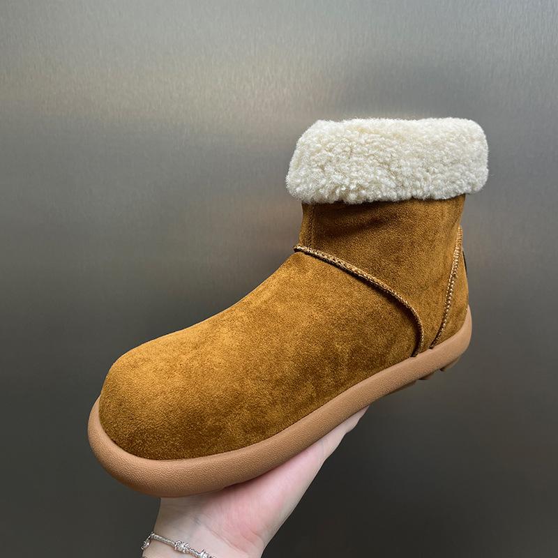 Cute Round Head Flat Bottom Velvet Warm Snow Boots Winter Couple Cold Boots 22715-11715-X