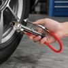 Hand Operated Air Chuck Pressure Gauge with Angled Tire Head and Hose for Motorcycle and SUV Tire Care Tasks