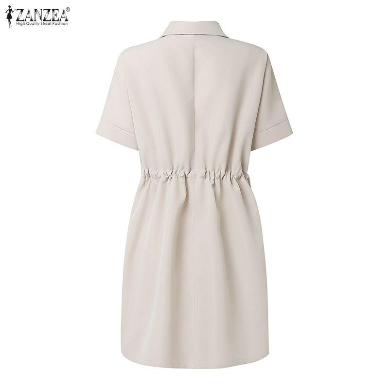 ZANZEA Abito estivo casual da donna con colletto rovesciato e maniche corte