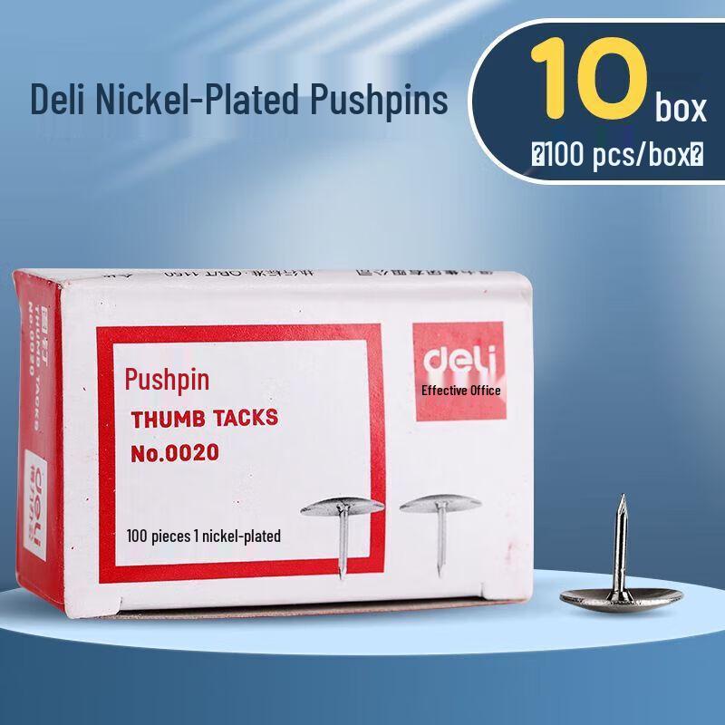 Deli Nickel Plated Metal Thumbtacks